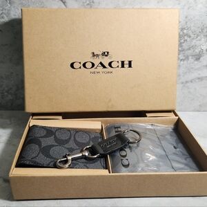 Coach 3 IN 1 Set Black Leather Signiture Wallet ✨️